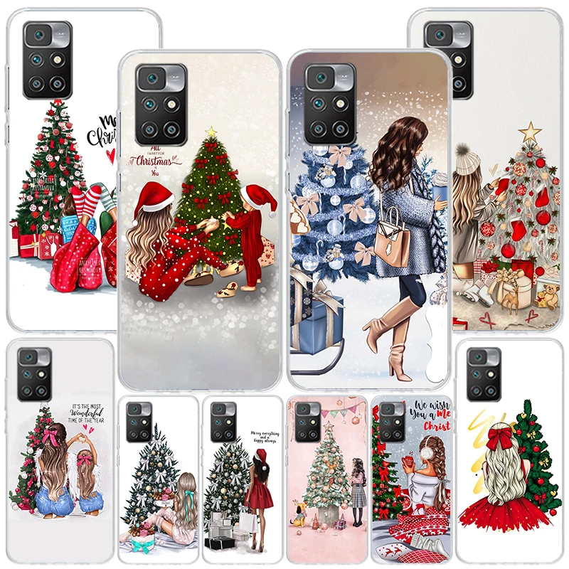 Christmas Girls Tree Gift Phone Case For Xiaomi Redmi 12 12C 10 10C 10A 9 9A 9C 9T 8 8A 7 7A 6 Pro 6A K70 K60 K40 K20 S2 Print C