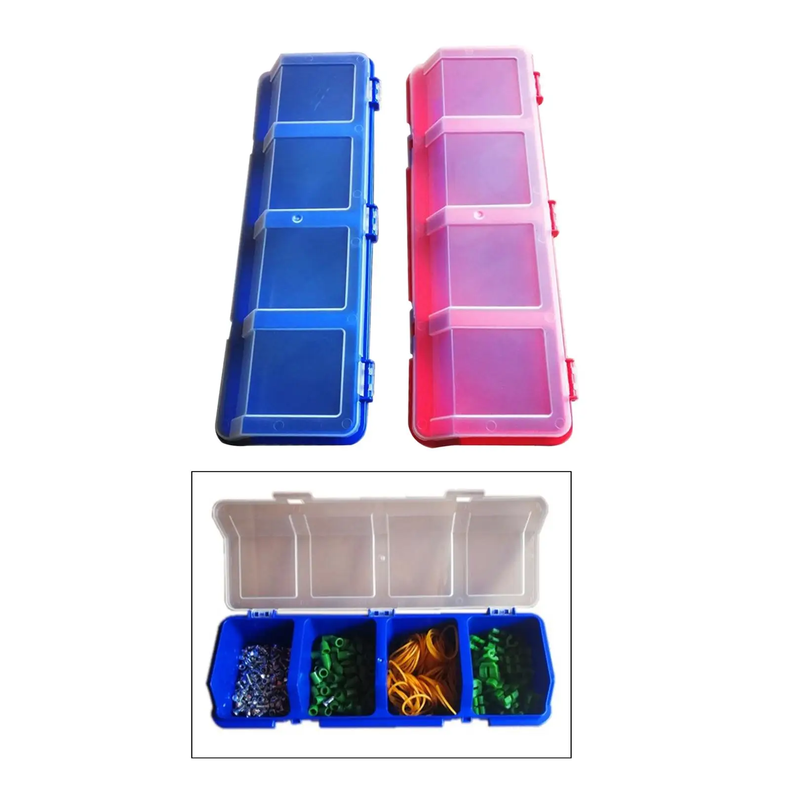 Components Screws Organizer Storage Bin 12.2x4.5x2.5inch Semi Transparent Lid with Buckles for Repairs, Jewelry Making Practical