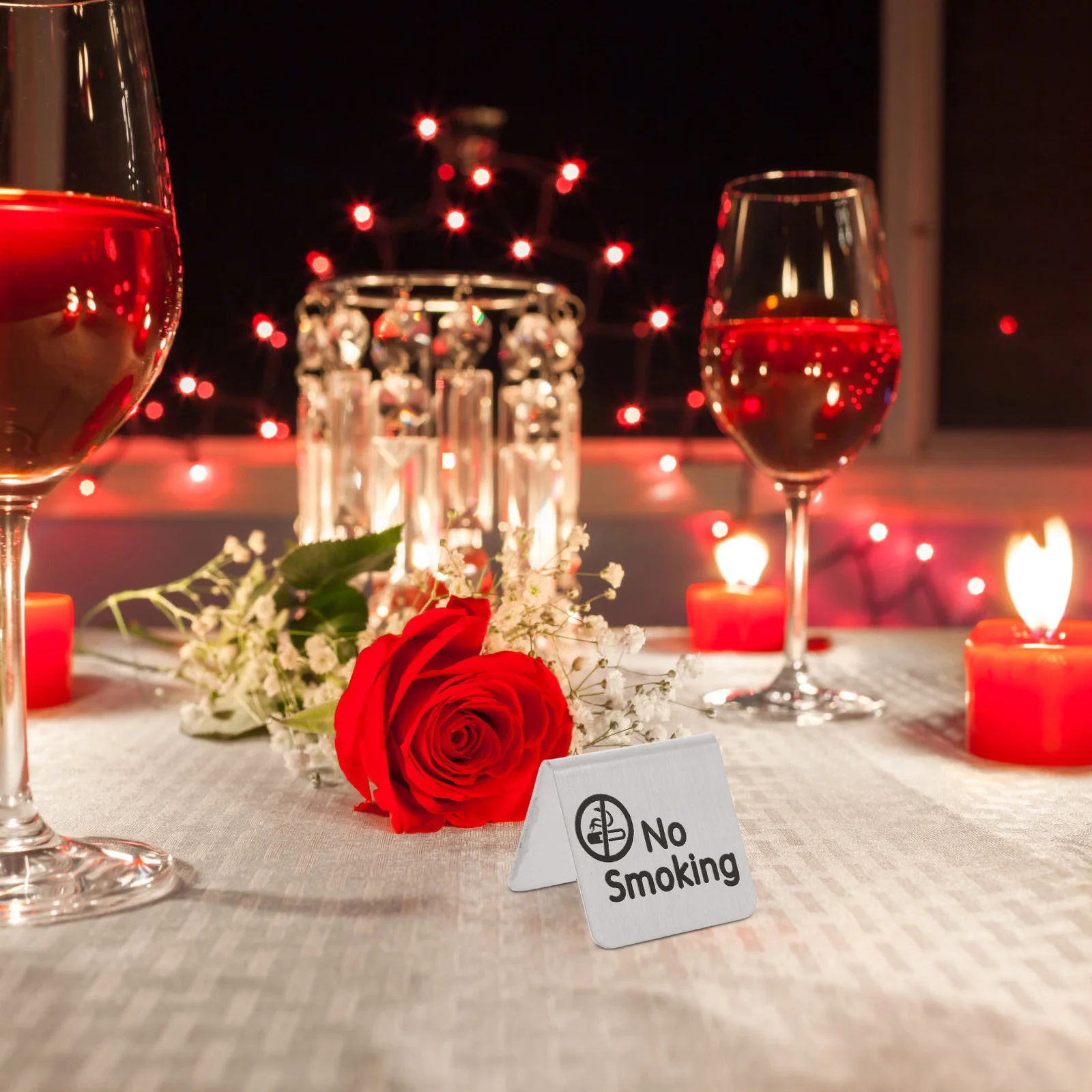 2Pcs Stainless Steel No Smoking Reserved Table Signs Double Side Cafe Restaurant Office Hotel Desk Tent Non Smoking Indicator