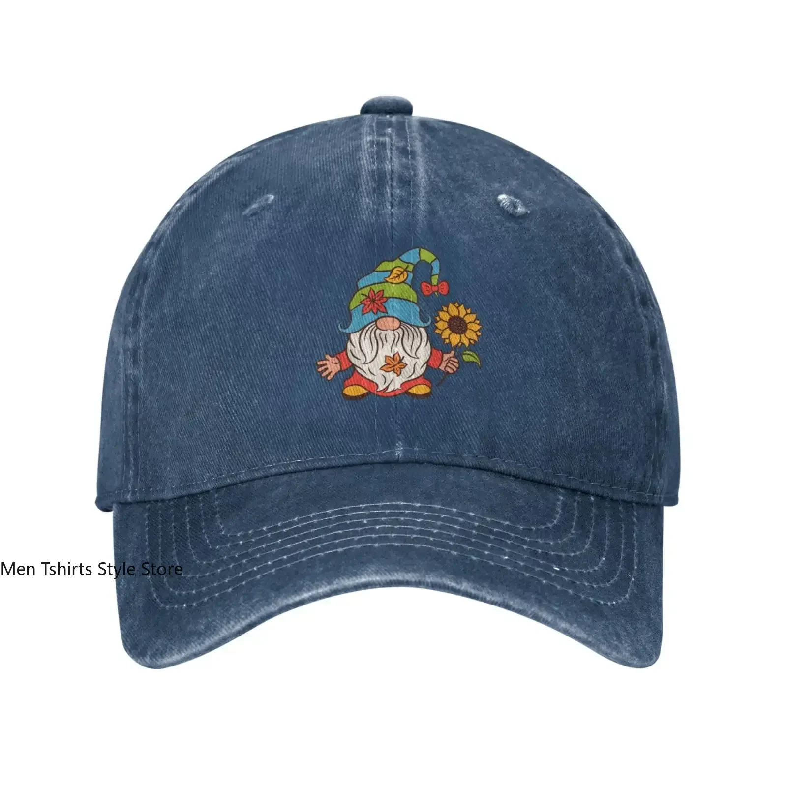 Gnome Sunflower Cute Vintage Distressed Washed Cotton Low Profile Men Dad Trucker Hat Baseball Ball Cap for Men Unisex Headwear