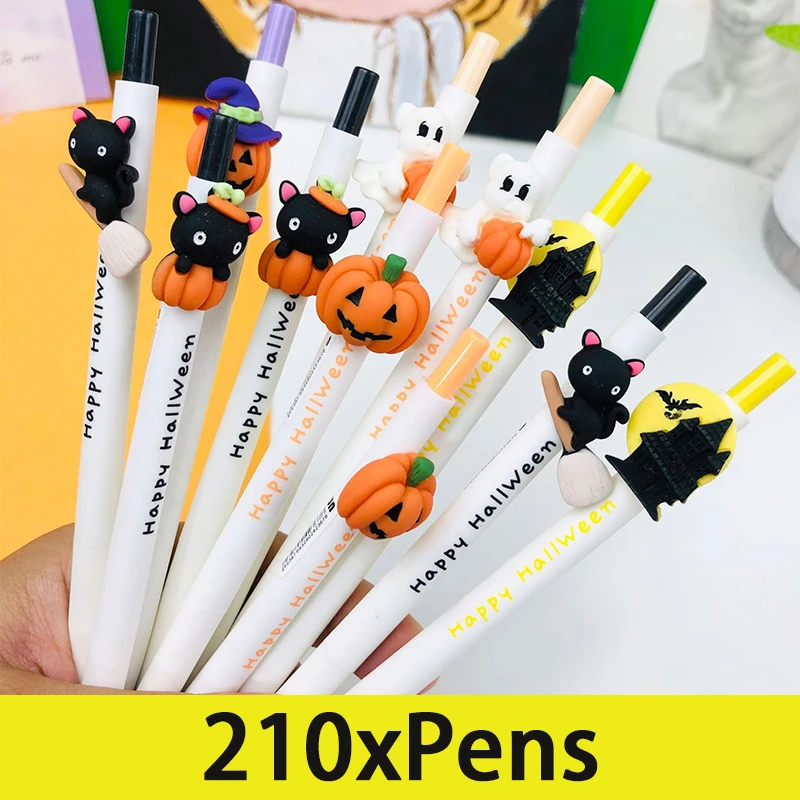 

210Pcs Halloween Neutral Water Pen Christmas Office Accessories Cartoon Pumpkin Gel Pens Office Supplies