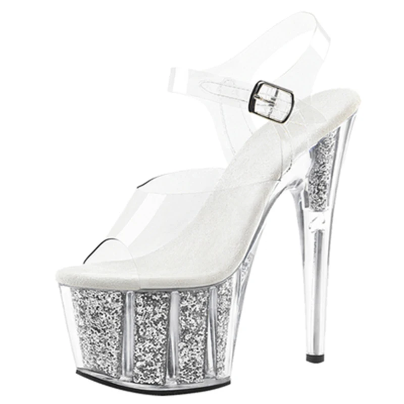 KNCOKARSummer new 15cm/ cm ultra high heel sandals and waterproof platform crystal shoes dinner princess dress shoes gold.