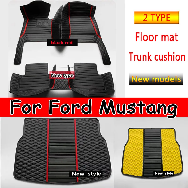 

Artificial Leather Custom Car Floor Mats for Ford Mustang 2015-2023 Interior Details Car Accessories