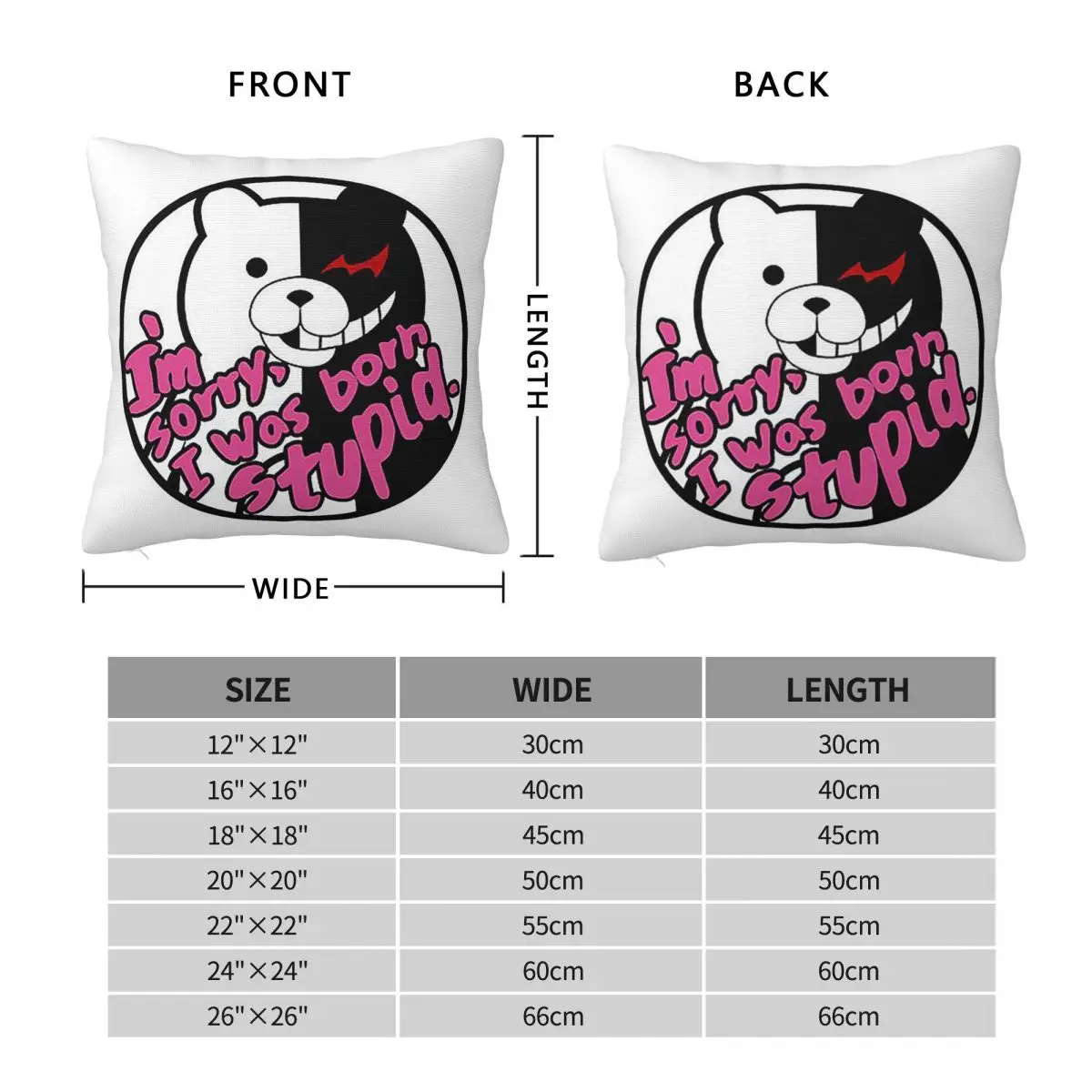 I'm Sorry, I Was Born Stupid. Square Pillowcase Pillow Cover Polyester Cushion Zip Decorative Comfort Throw Pillow for Home Car