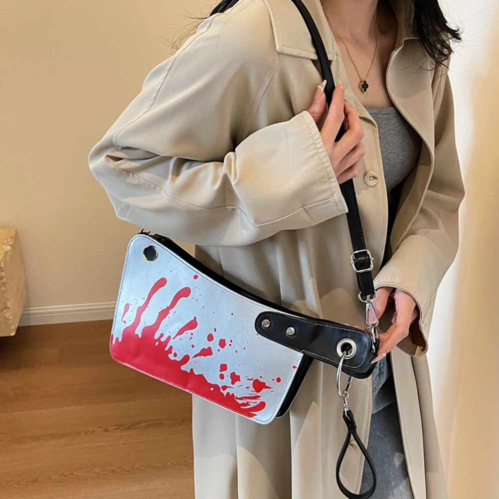 حقيبة يد قوطية من الجلد الصناعي للنساء ، محافظ صغيرة ، حقيبة كروس بودي للرعب ، حقيبة دموية ، مخيفة ، على شكل سكين ، مخلب هالووين