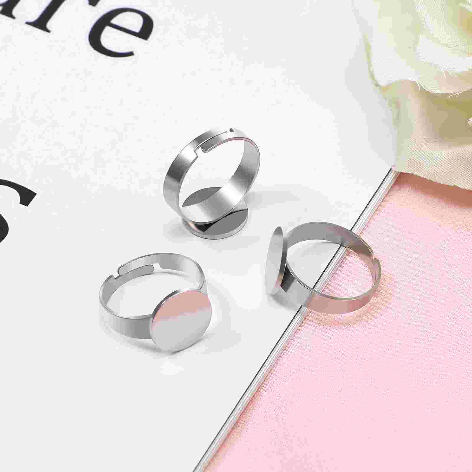 20 Pcs The Ring Stainless Steel Base Blanks for Resin Station Rings Settings Portable Finger