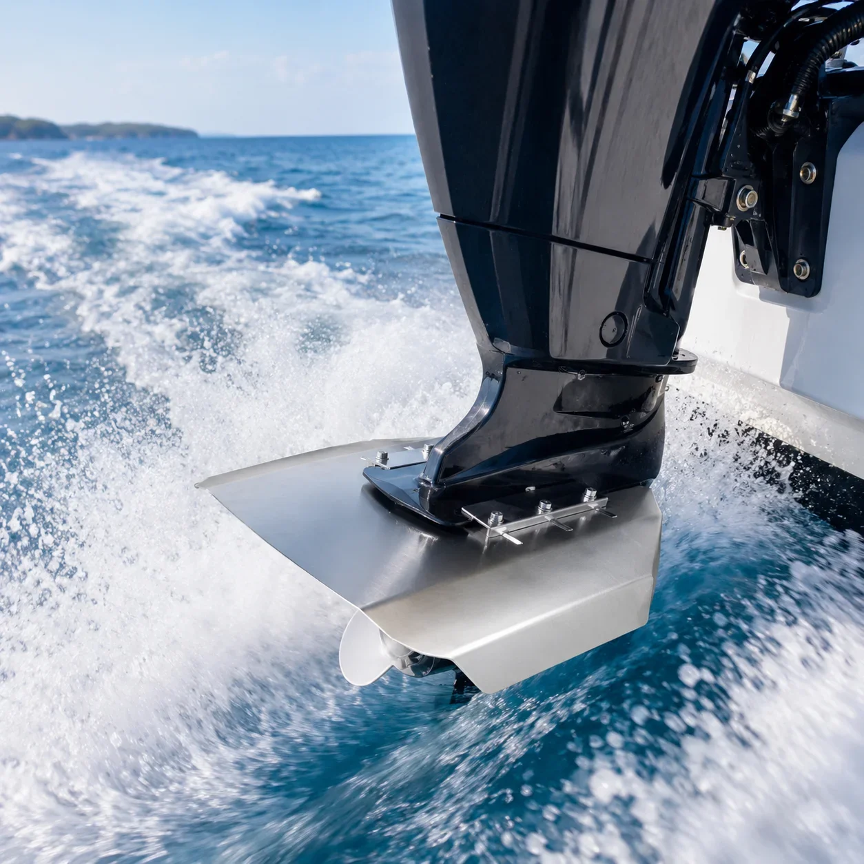 Hydrofoil Stabilizer Plate Made of Stainless Steel for Outboard Motors from 40 to 350 HP on Yachts Pontoon Boats and Motorboats