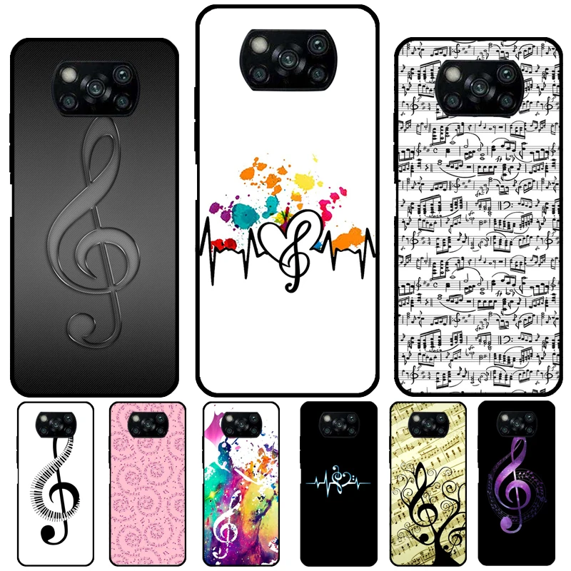 Music Notes Treble Clef For Xiaomi 13 11T 12T Pro 12X 12 Lite Case For POCO F5 X3 X5 Pro F4 X4 GT C40 M5s F3 Coque