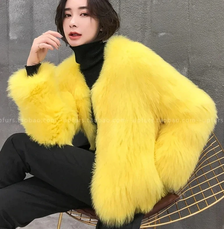 秋冬厚手ファッションイミテーションラビットファーショート高級ショートファーコートカジュアルコートレディースファーコート