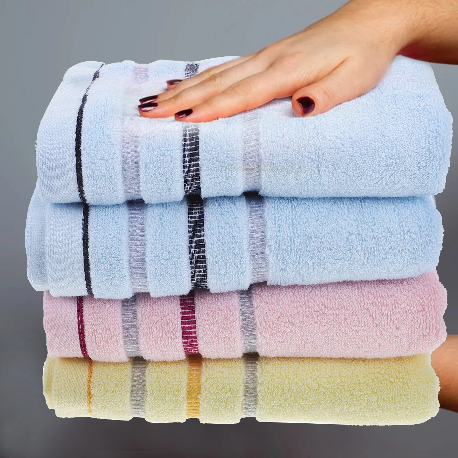 

4pcs Bath Towels Absorbent Soft Cotton Durable Cotton Bath Towel Machine Washable Breathable Baby