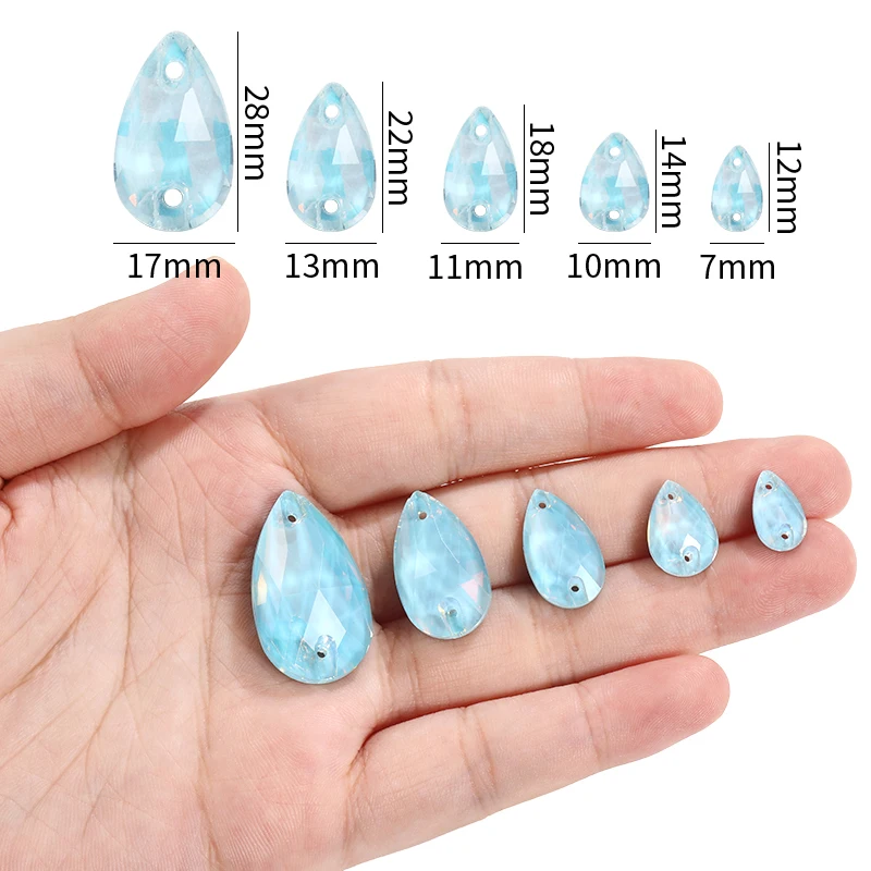 10pcs Drop Rhinestone Flat back Sew On Glass Beads For Clothing Applique DIY Decoration Crystal Glass Strass Stone Accessories