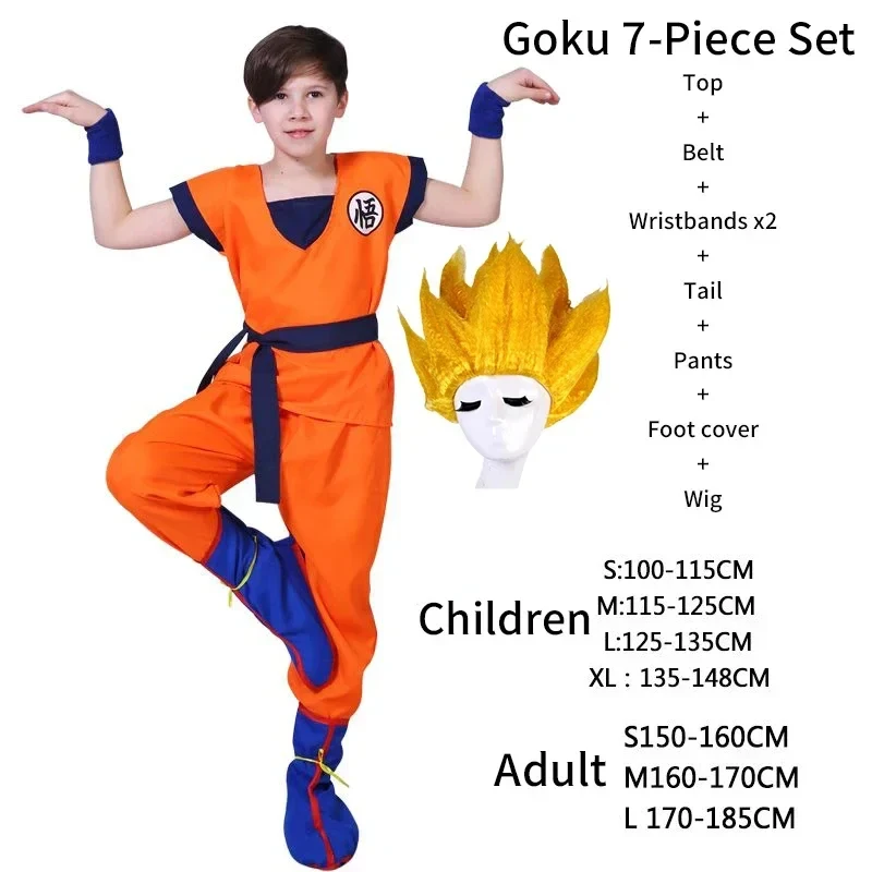 Costumes pour enfants et adultes, costume d'Halloween Son Goku pour enfants, perruque Super Saiyan + tenue de style Kame 2026 ZanCos
