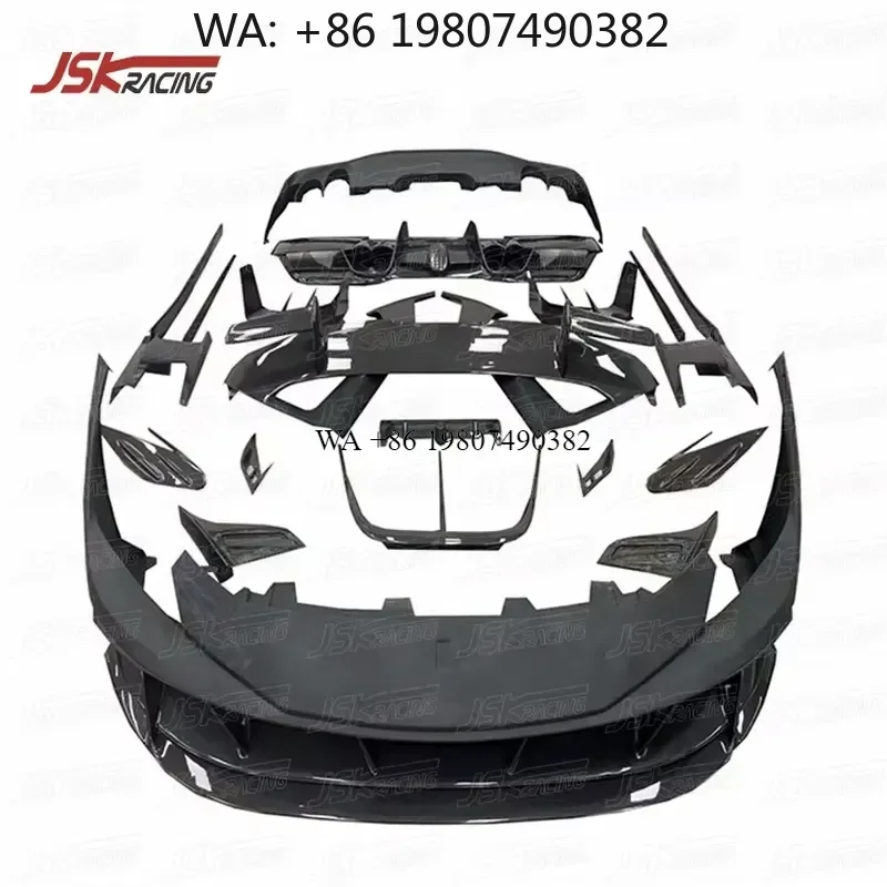 Wmwmnu M Style Half Carbon Fiber Body Kit for F8 Tributo Spider 2019 2020 2021 Front Bumper Lip Side Skirt Rear