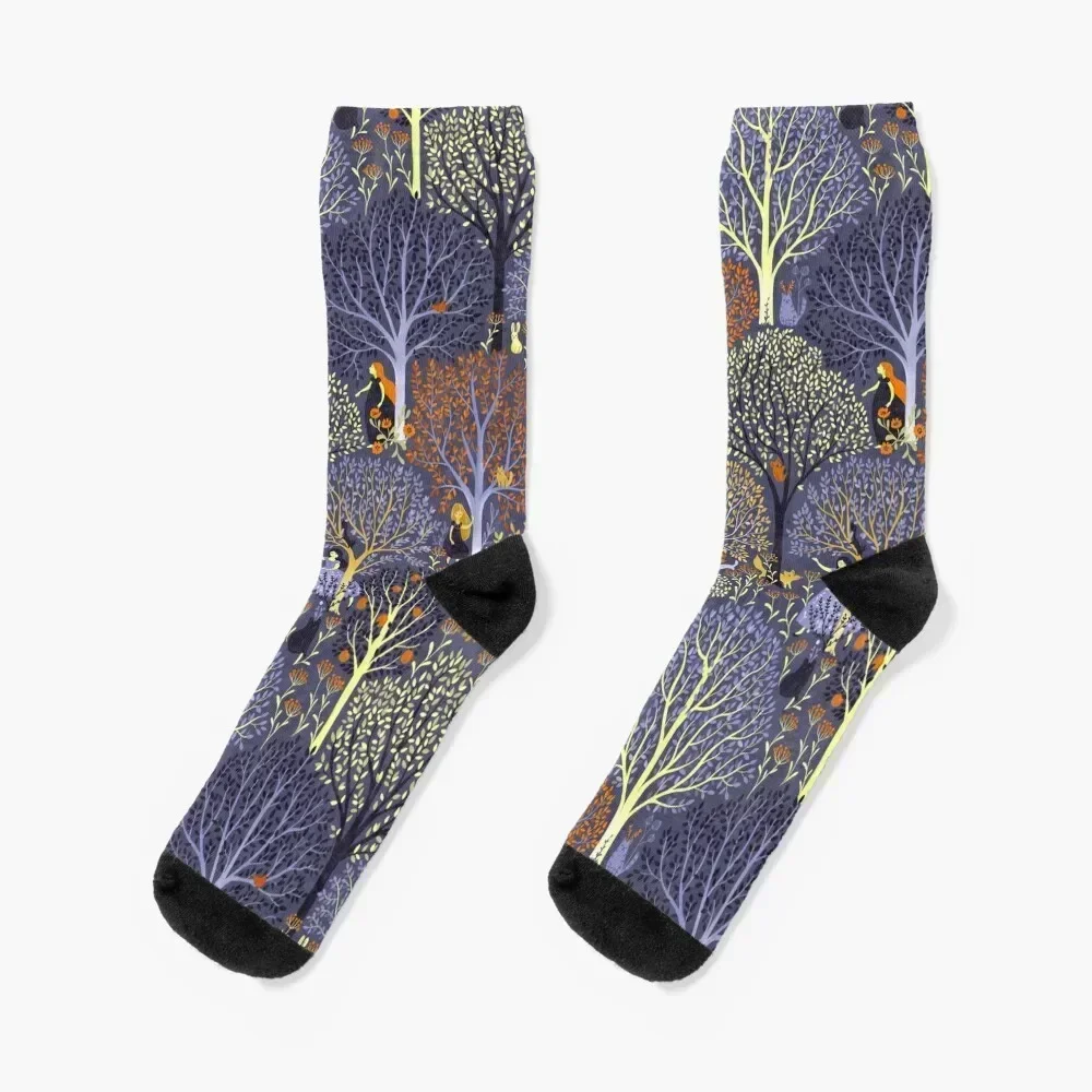 

Magical Forest in blue Socks hip hop custom Men Socks Luxury Brand Women's