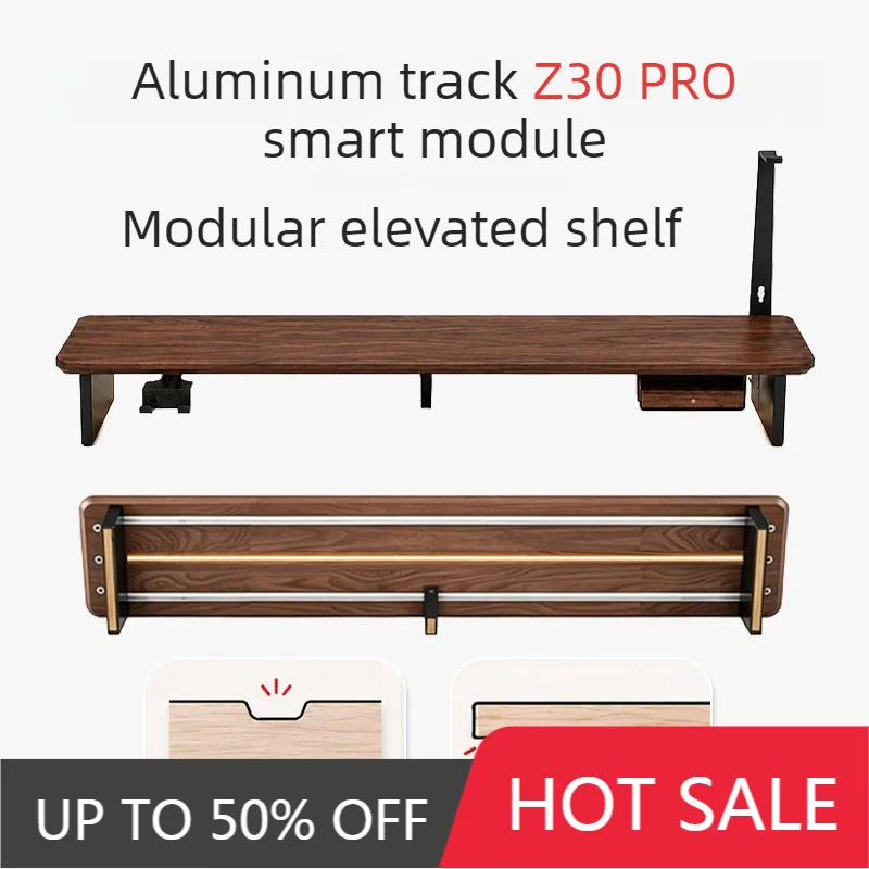 Black Walnut Z30 Pro Induction Light Strip Height Stand Computer Sliding Rail Type Monitor Rise Shelves Elevated Modular Display