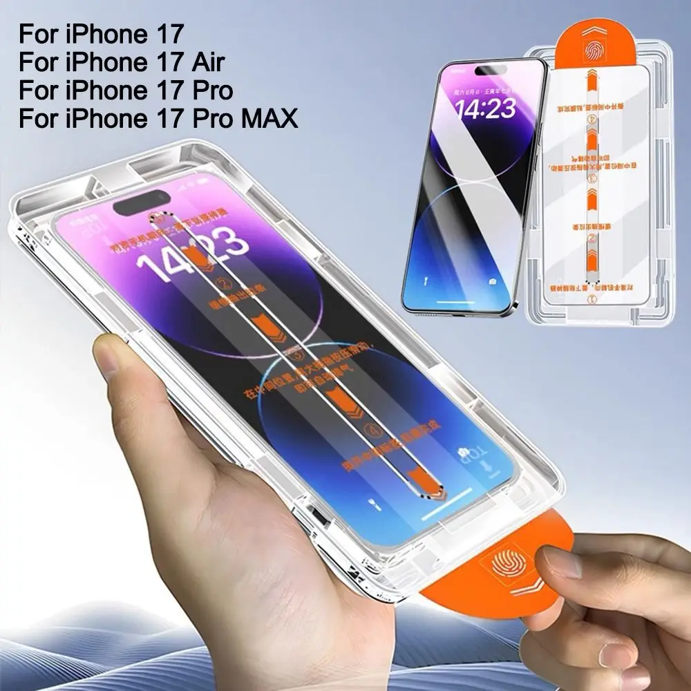 9H صلابة المقسى فيلم عالية الوضوح أفلام زجاجية خالية من الغبار مقاومة للخدش حامي الهاتف آيفون 17/Air/Pro/Pro MAX
