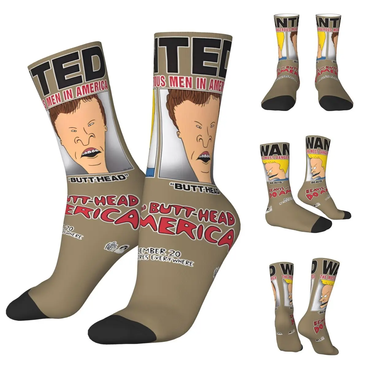 Beavis And Butthead POLYESTER Unisex Windproof 3D Print Happy Socks