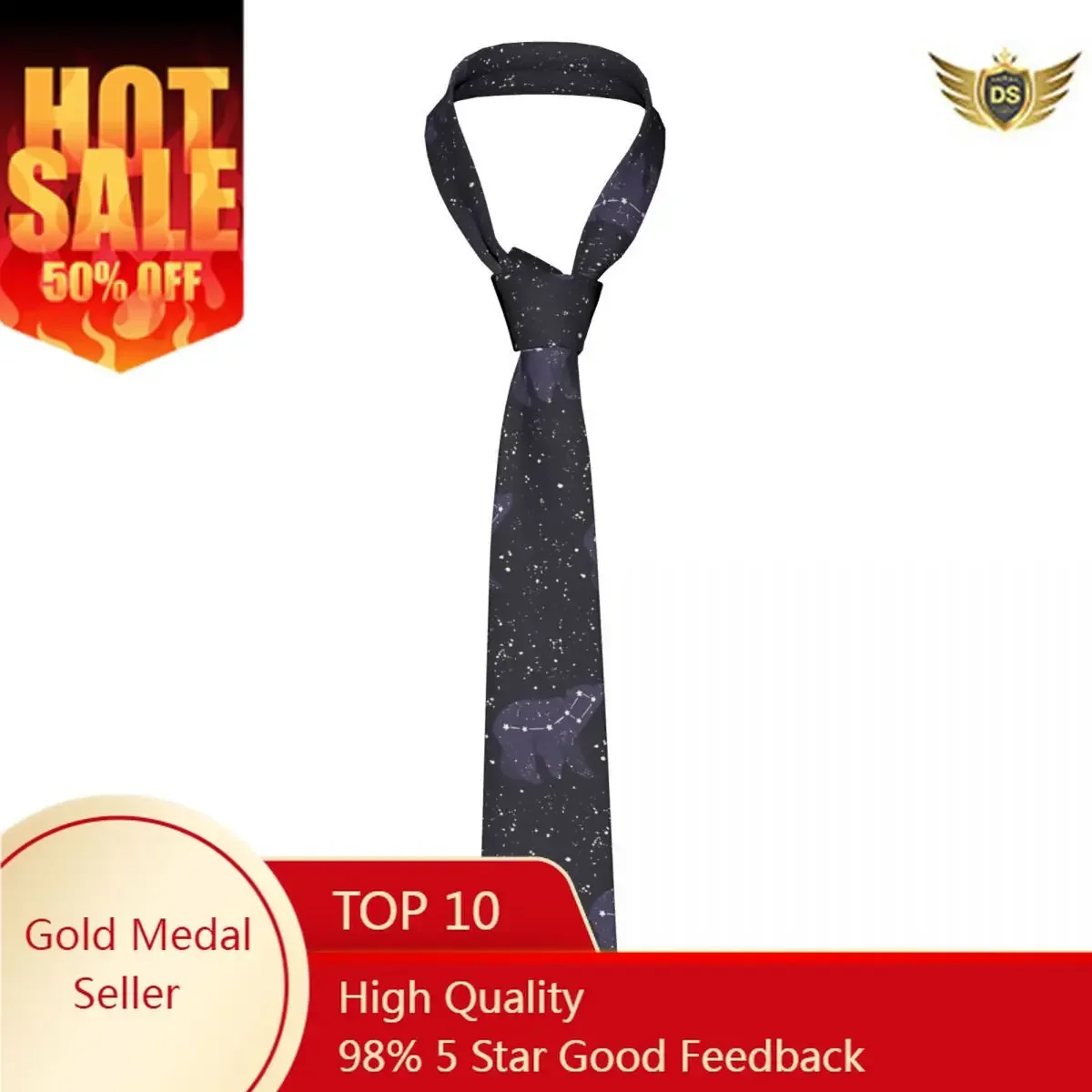 Mens Tie Classic Skinny Bear Constellation In The Night Starry Sky Neckties Narrow Collar Slim Casual Tie Accessories Gift