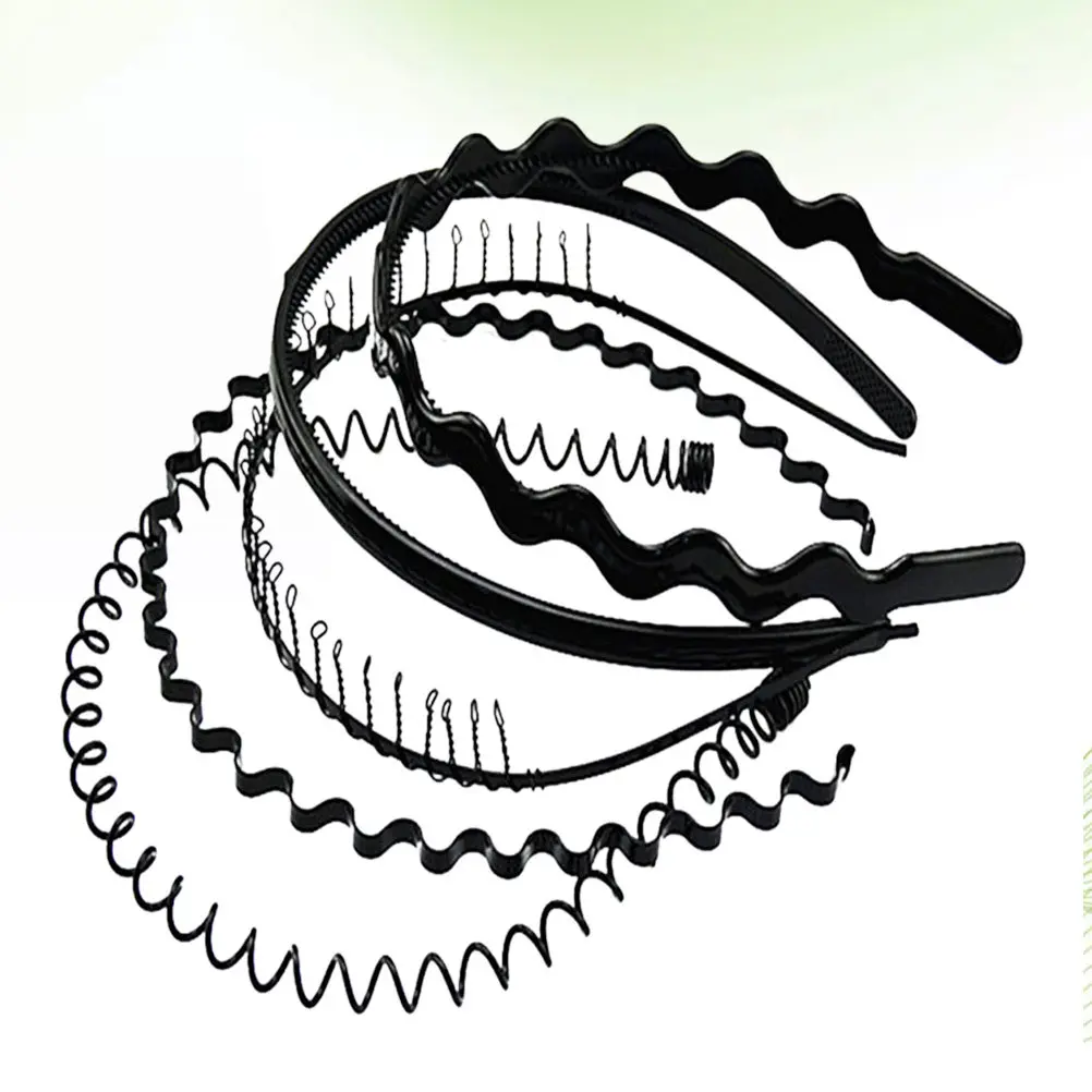 

5 шт. черных волнистых повязок для волос, удобные женские повязки на голову, стильные обручи для волос для девочек и женщин, аксессуар для вечеринок и повседневной носки