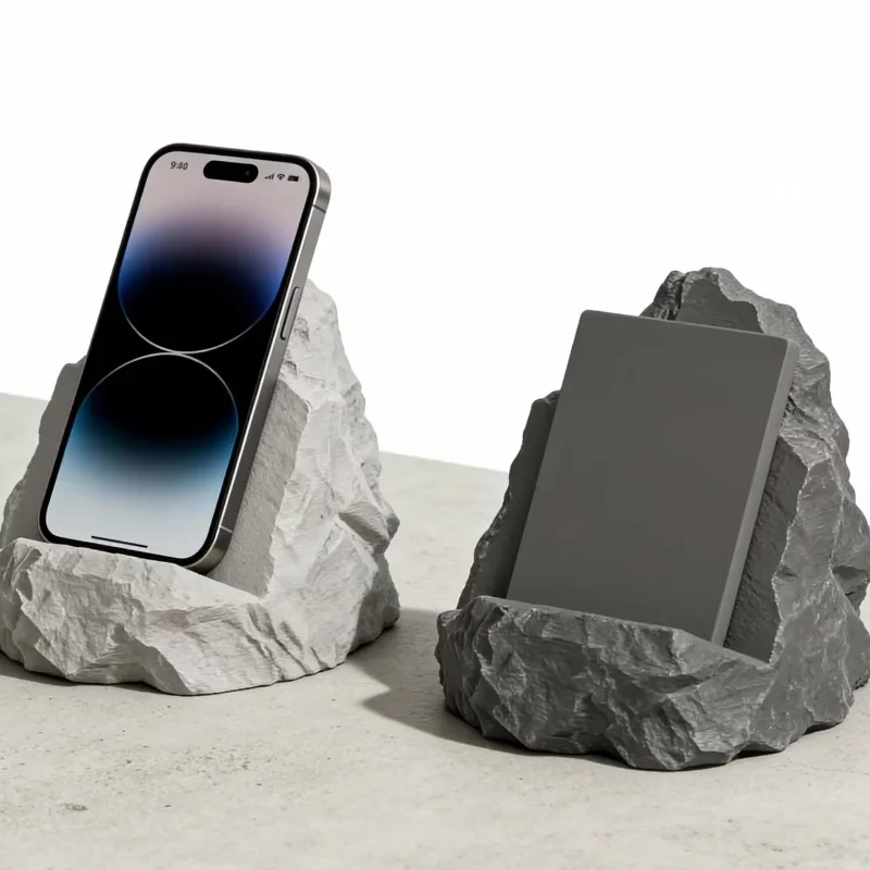 Imitierter Steinmuster-Telefonhalter Marmorfarbener Rutschfester Desktop-Telefonhalter