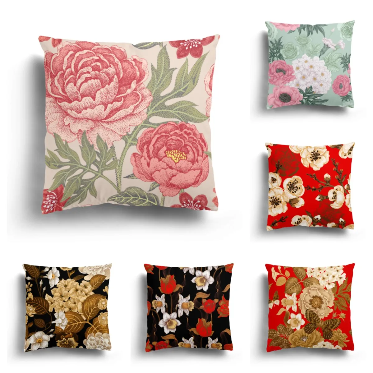 

Peony Chrysanthemum Morning Glory Flower Series Pillowcase Cushion Cover Home Decoration Sofa