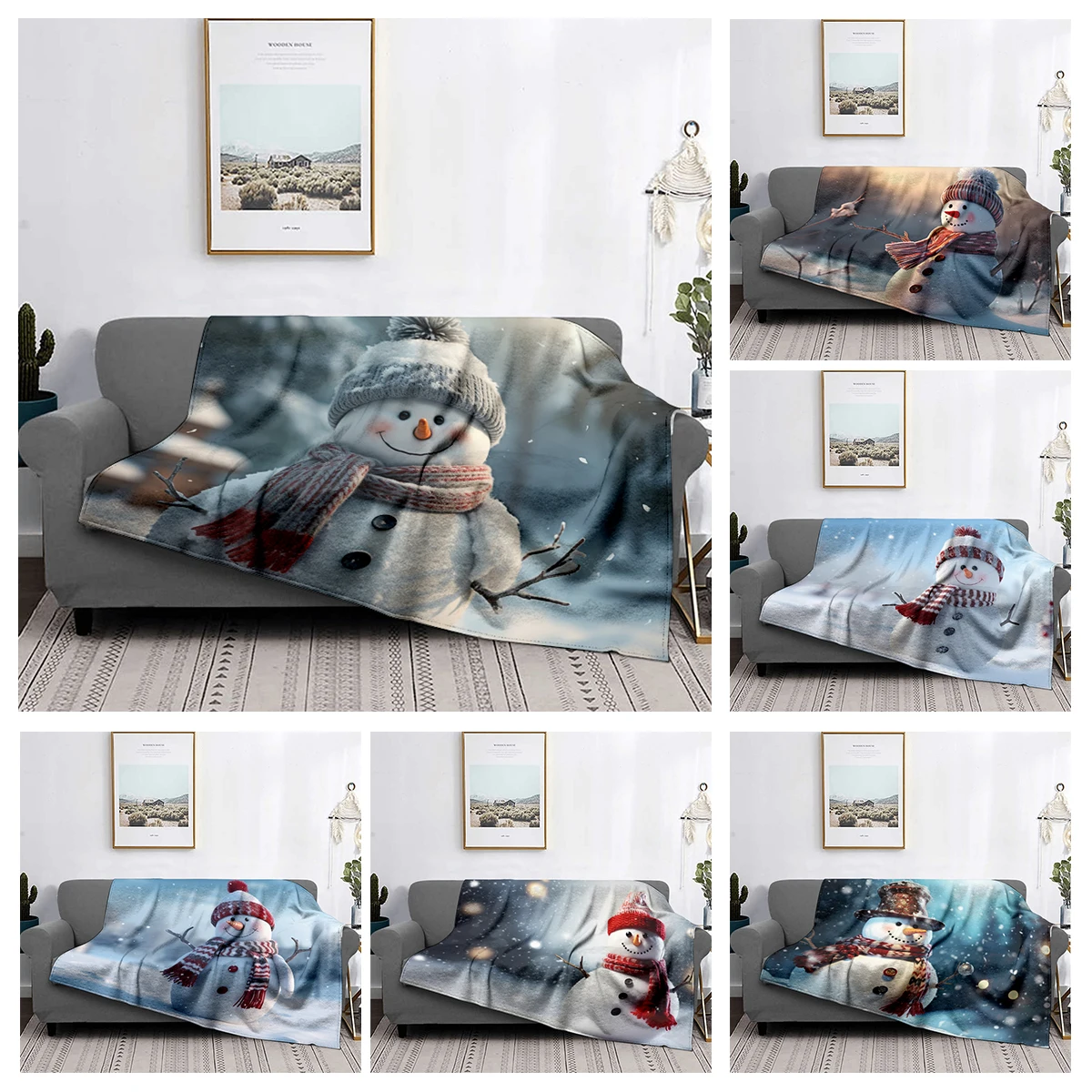 Home decoration plush Throw Sofa blanket Bedspread bed fluffy soft blankets decor Plaid Modern morandi winter Merry Christmas