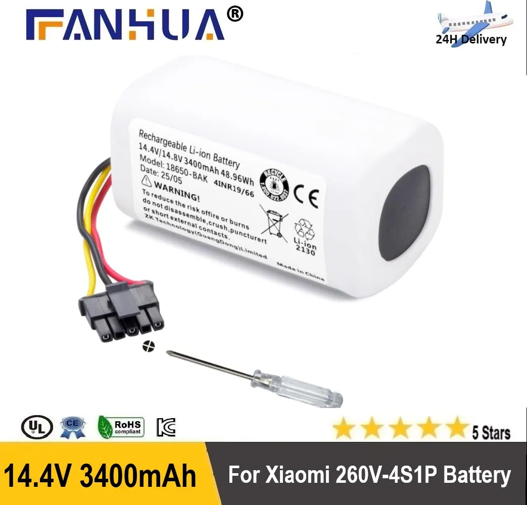 

E10 E10C Compatible with Xiaomi 260V-4S1P Battery Works for Xiaomi Mi Robot vacuum Mop 2 Lite Vacuum Cleaner and many more