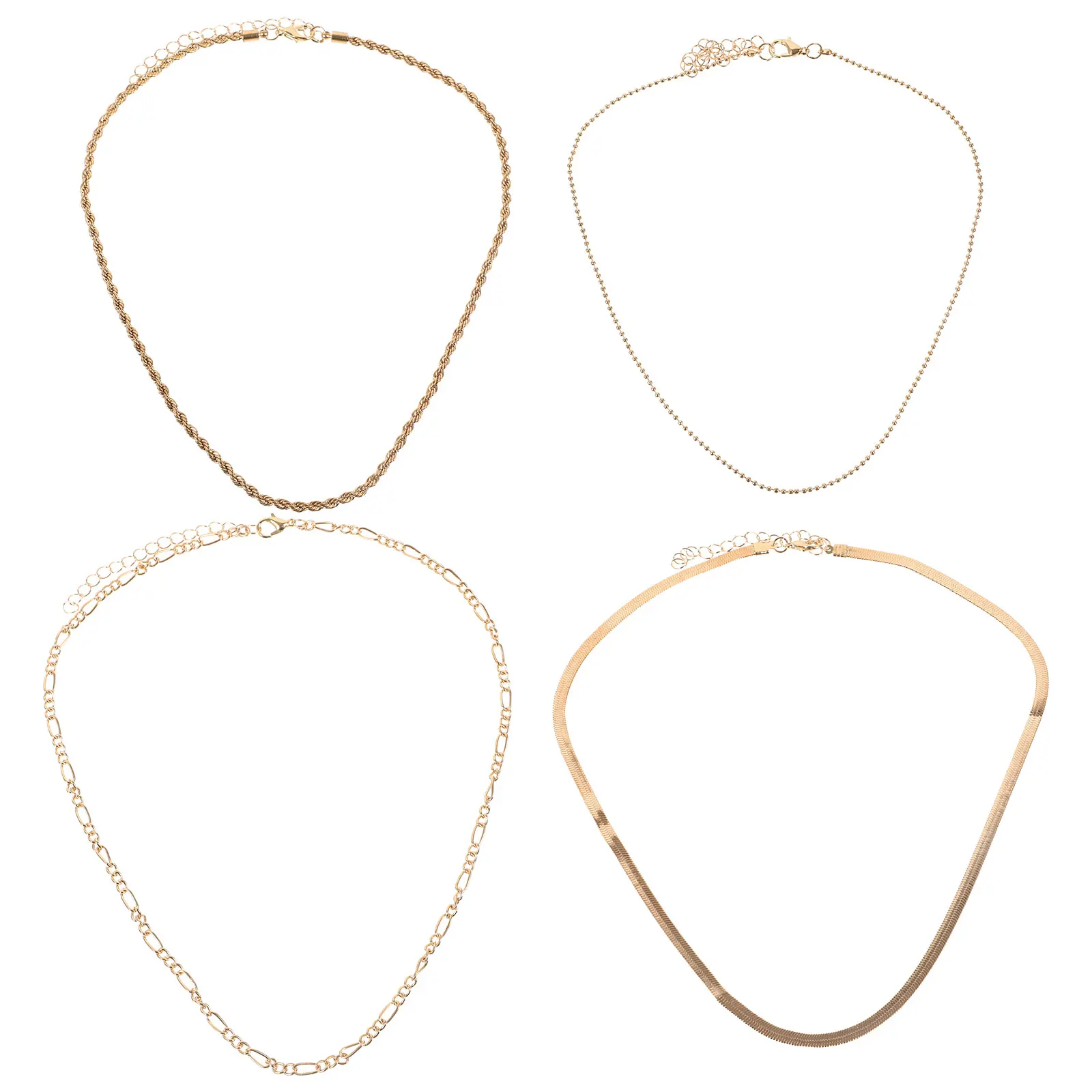 

4 Pcs Chain Necklace Chunky Necklaces Gold Layered Choker for Women Woman Zinc Alloy