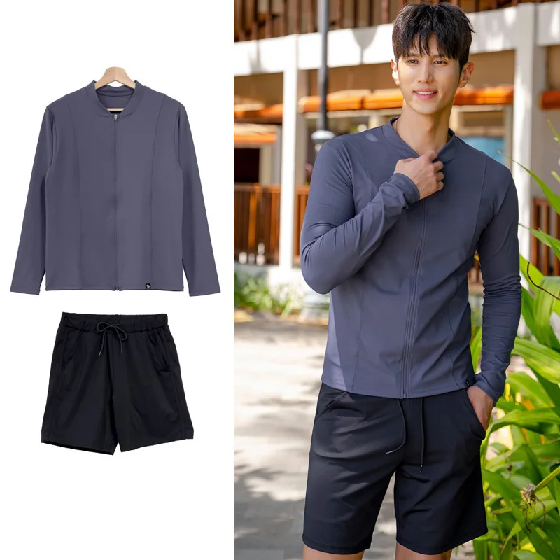 

Мужской комплект из 2 предметов: купальник с длинным и коротким рукавом, штаны, защита от солнца, быстросохнущий, для серфинга, снорклинга, пляжа