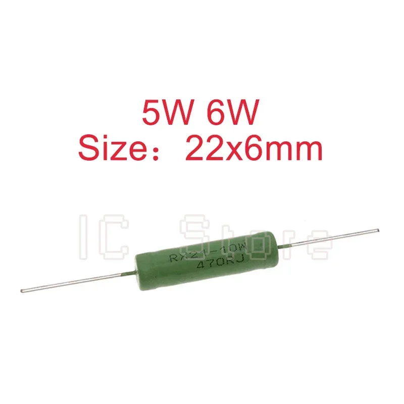 50 Uds RX21 resistencia enrollada de alambre 5W 6W 10W 5 por ciento 0,1Ω-33KΩ 3 4,7 10 22 27 47 100 120 220 270 330 360 510 1K 10K 12K 15K Ohm