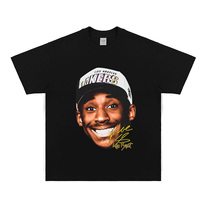 2025 Summer New Kobe Portrait Print American Small Neckline American Men's Fashion Casual Short-sleeved T-shirt