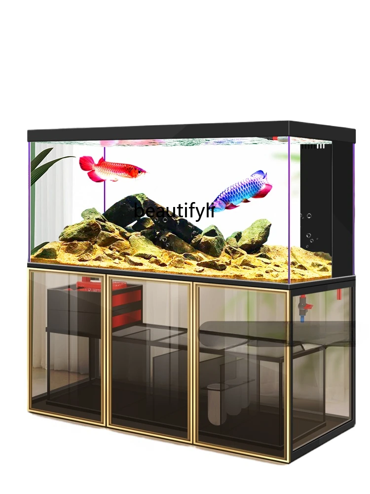 

Fish Tank Living Room Small Bottom Filter Dragon Fish Tank Self-Circulation Ecological Change Water Super White Aquarium