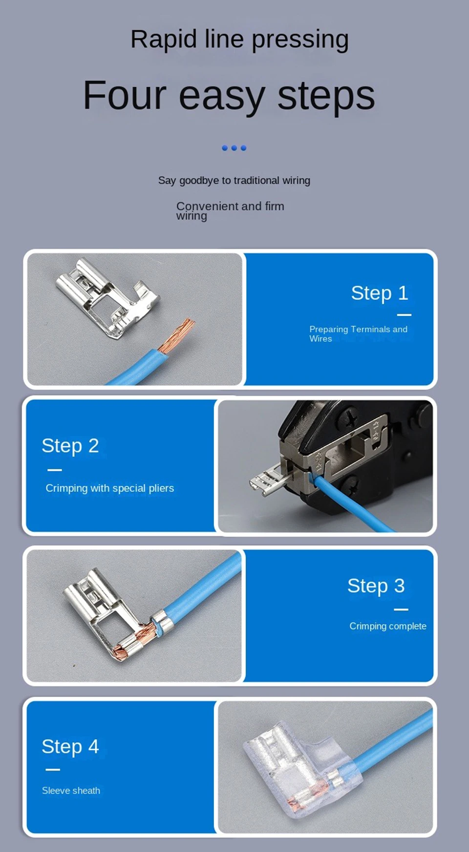 Flaggenförmiger Steckverbinder 6,3mm 4,8 2,8 Rechtwinkliger L-förmiger Buchsenstecker Einsteckbarer Kabelverbinder Messing Auto Kaltcrimp-Anschluss – Detail 5