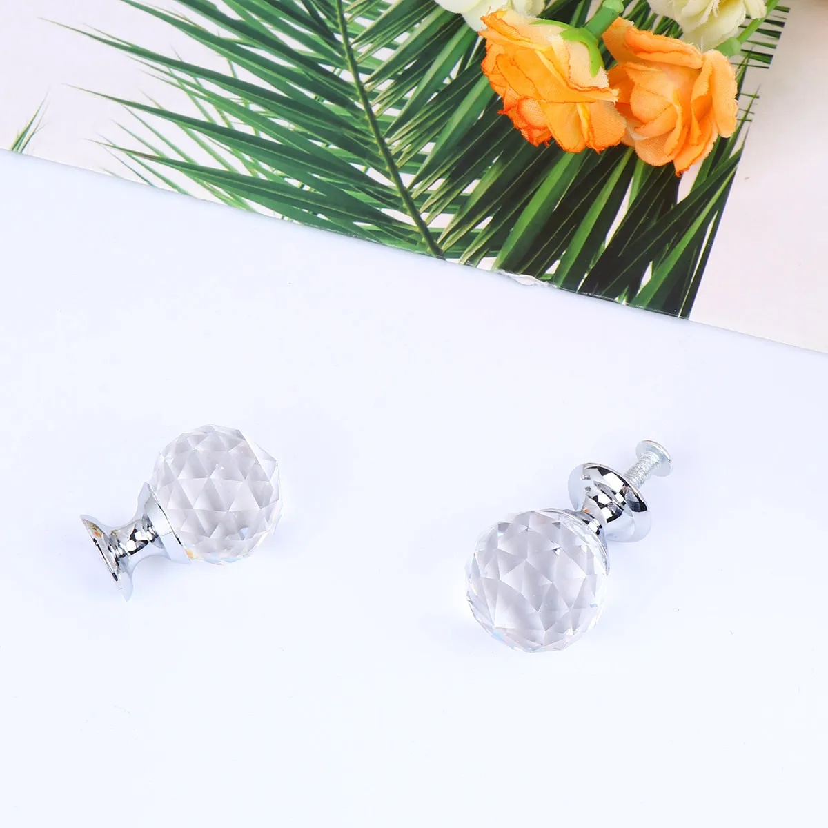 10Pcs Elegant Crystal Drawer Pull Handle for Kitchen Cabinet Door Dresser Chest Modern Home Decor Simple Sleek Design Silver