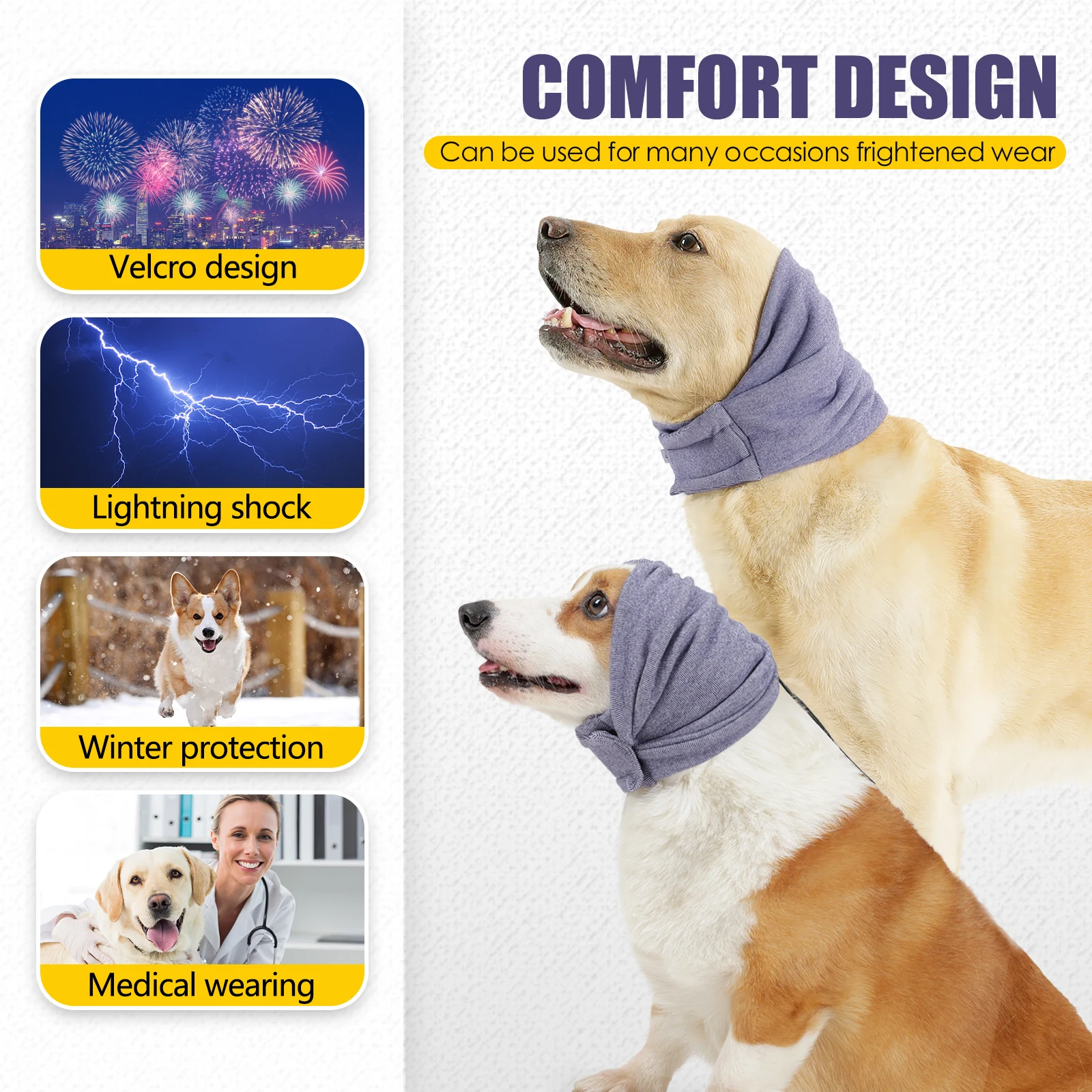 Beruhigender Hundepullover mit Geräuschreduzierenden Ohrabdeckungen zur Angstlinderung - Weicher Kopfmuff für Hunde – Detail 3