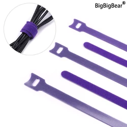 Releasable Cable Ties Wire Organizer Purple 150 200 250 mm Nylon Hook Loop Straps Wrap Zip Bundle Bandage Tie Plastics Fastening