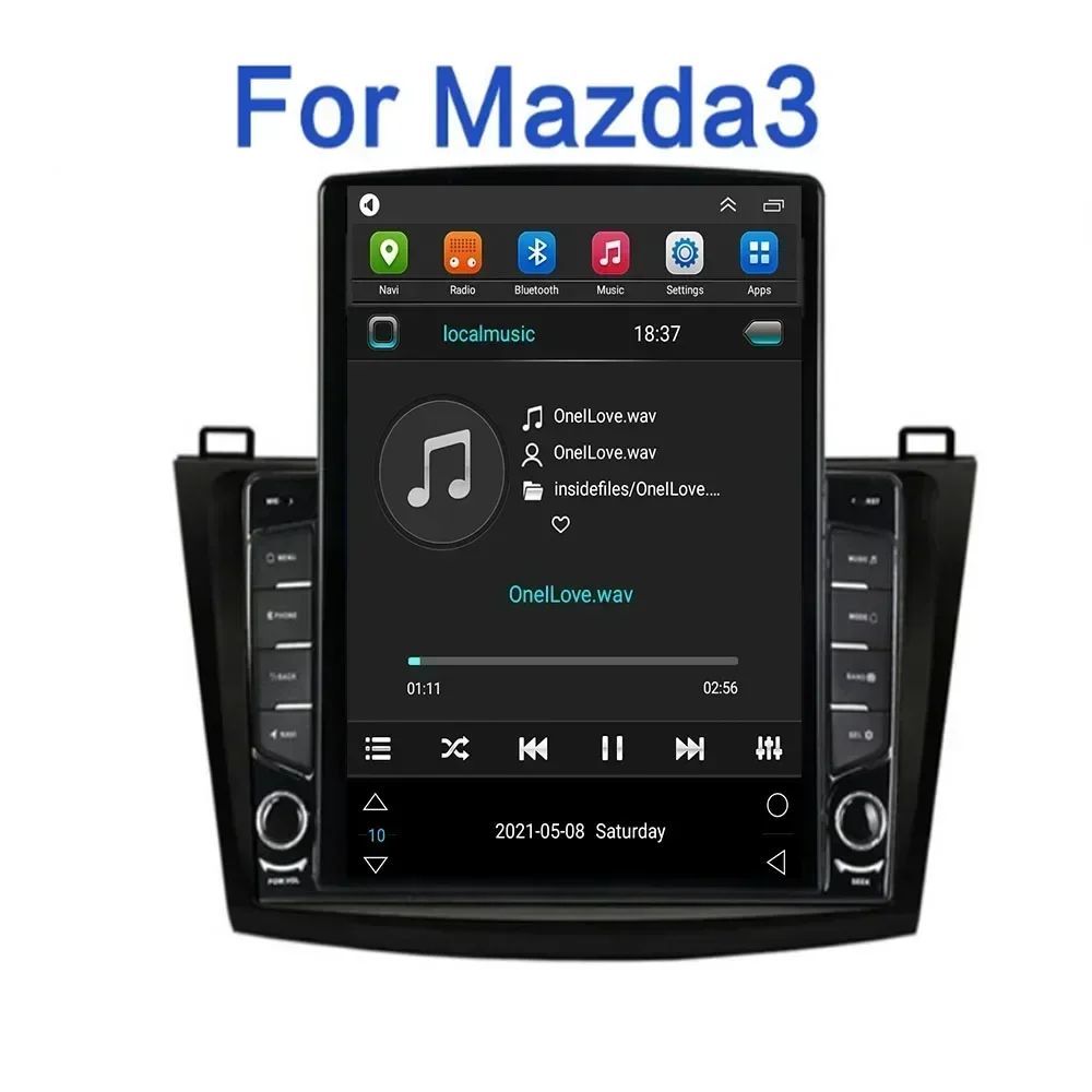 For Tesla Style 2 Din Android 13 Car Radio For Mazda 3 tesla still 2010-12 Multimedia Video Player GPS Stereo Carplay DSP Camera