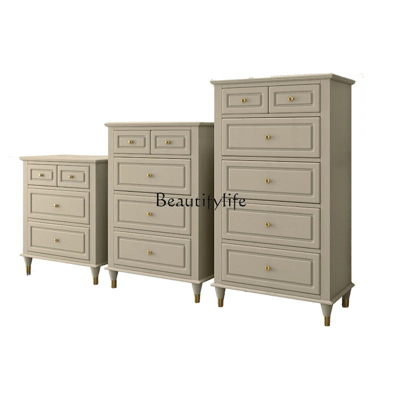 

American-style Light Luxury Solid Wood Bedside Storage Cabinet Living Room Storage
