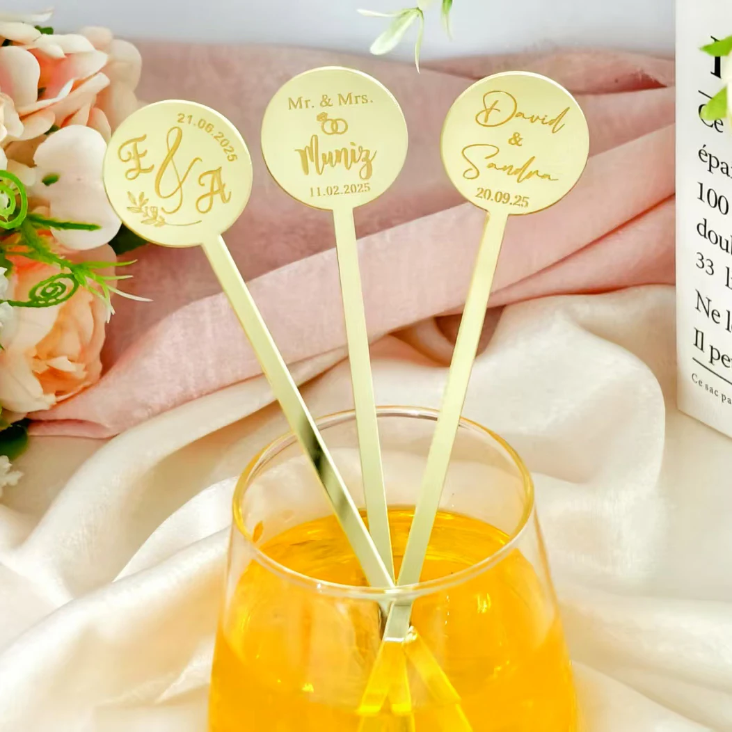 

50pcs Engraved Personalized Letter Stirrer Wedding Drink Stirrers Custom Cocktail Stirrers Custom Drink Stirrer For Party