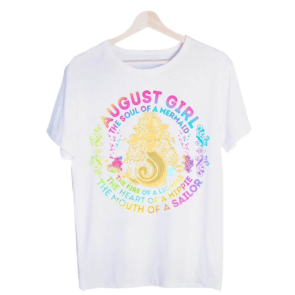 Women's Mermaid and Typography Print Graphic Tee, Casual Short Sleeve T-Shirt for Summer Daily Wear