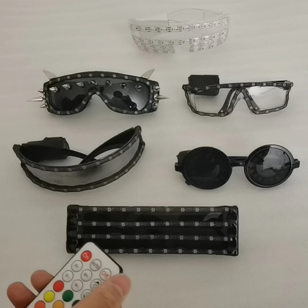 Pixel Smart LED Goggles Laser Glasses with Pads Intense Multi-colored 350 Modes Rave EDM Party Luminous stage costumes