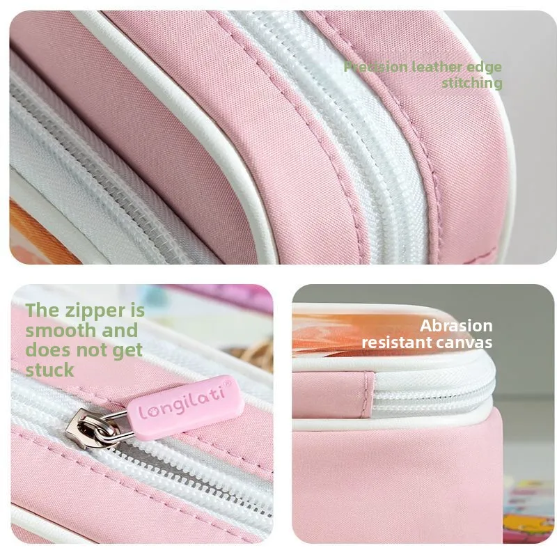 Hello Kitty Inspired 2 Layer Pencil Pouch Kawaii Anime Character Double Compartment Pen Holder for Markers Rulers Gift wholesale view 4