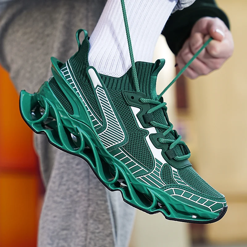 Trendy Blade Warrior Sneakers Men Fashion Design Leisure Sports Shoes Outdoor Shock Absorption Walking Shoes Thick Sole Footwear