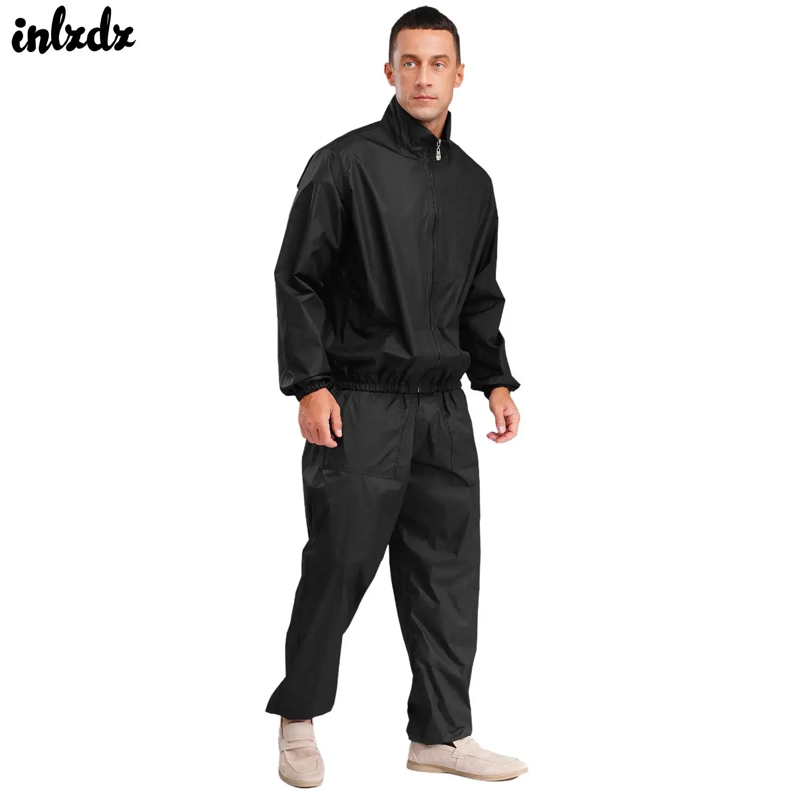 

Mens Sauna Suit Tracksuit Two Pieces Shirt Sports Tops And Pants Set Weight Loss Sweatsuit Gym Jogging Workout Suit Fitness