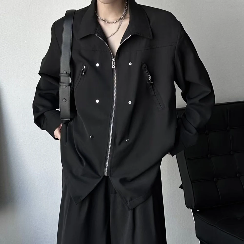 Winter New Men's Long-Sleeve Deconstructed Shirt Korean Retro Fashion Trendy High Street Loose Simple Casual Niche Men's Top