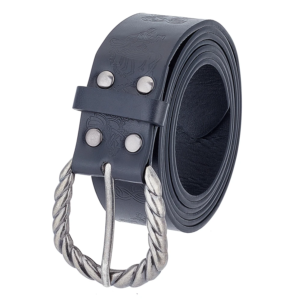 Medieval Belt Renaissance Knight Belt Medieval Embossed PU Leather Belt for Knight Costume Cosplay Props