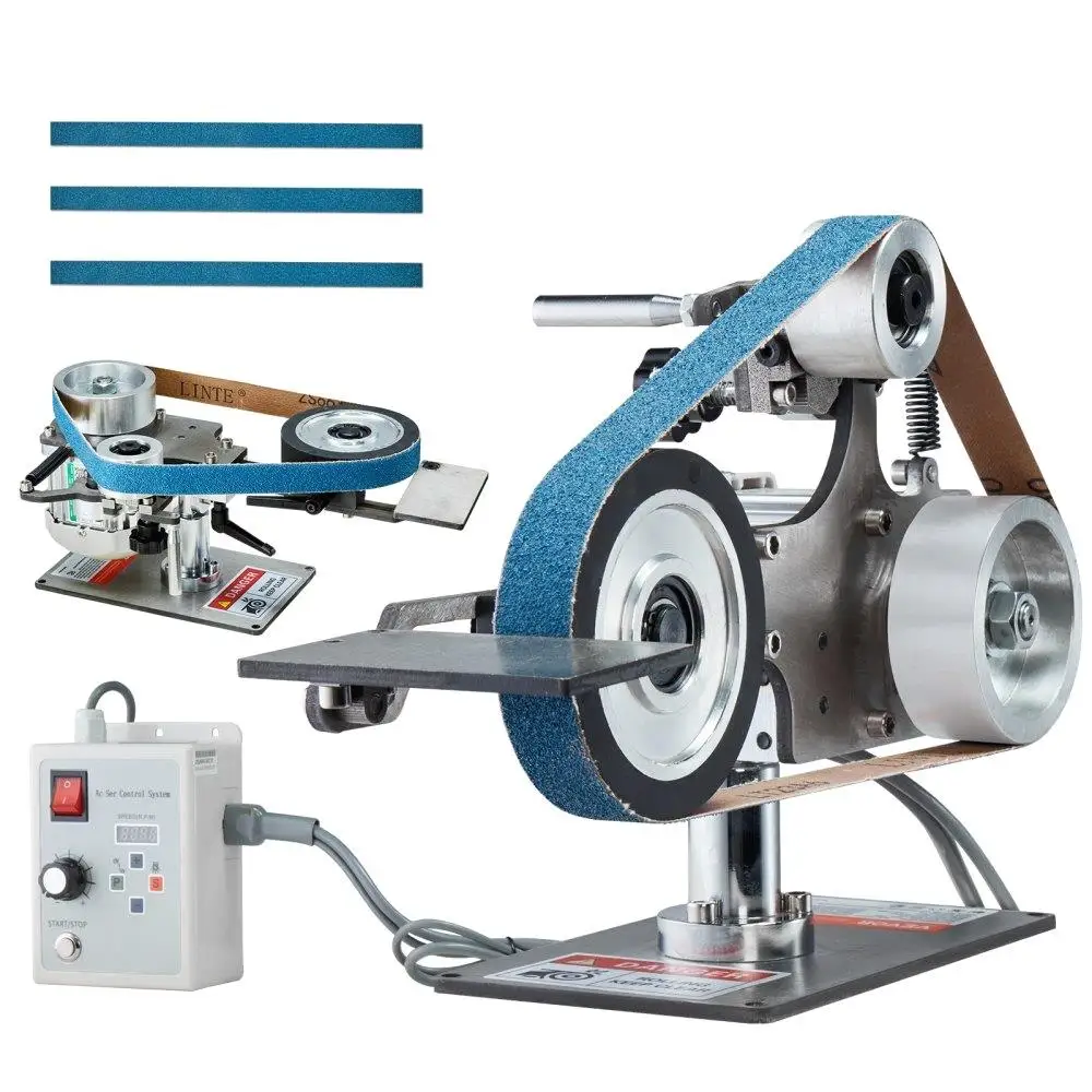 

Variable Belt Grinder Sander 30x1 Inch Polishing Tool 550W With VFD 2 Grinding Moulds 3 Sanding Belts for metalworking