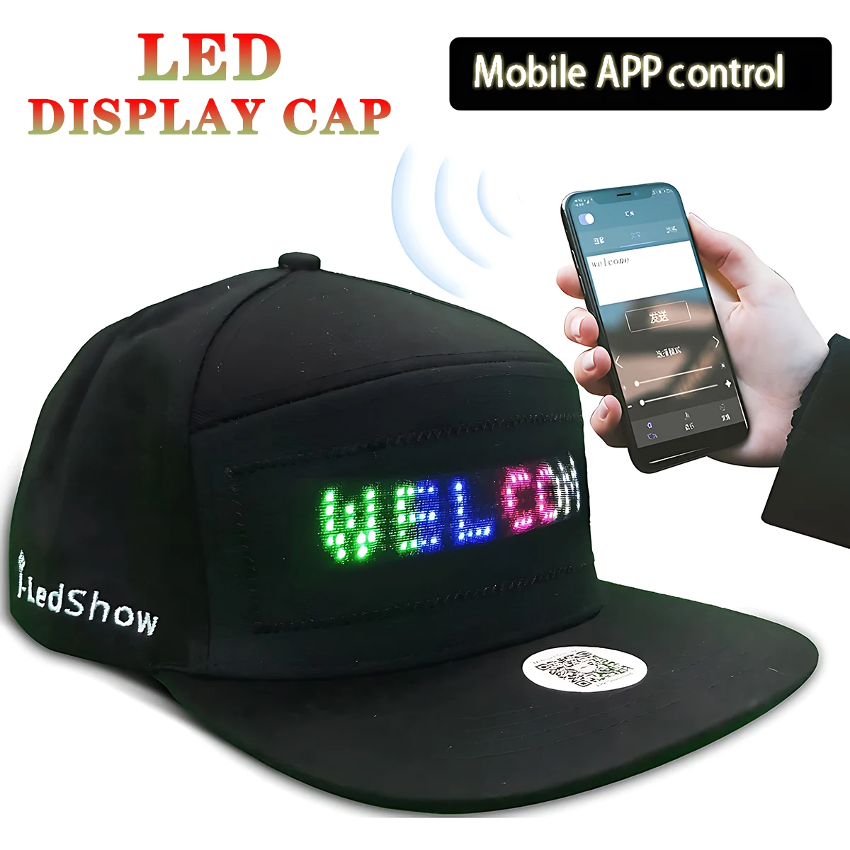 Programmable DIY Bluetooth Hat LED Display Curve Decorative Fabric Hat Party Evening Glowing Hat Atmosphere Hat