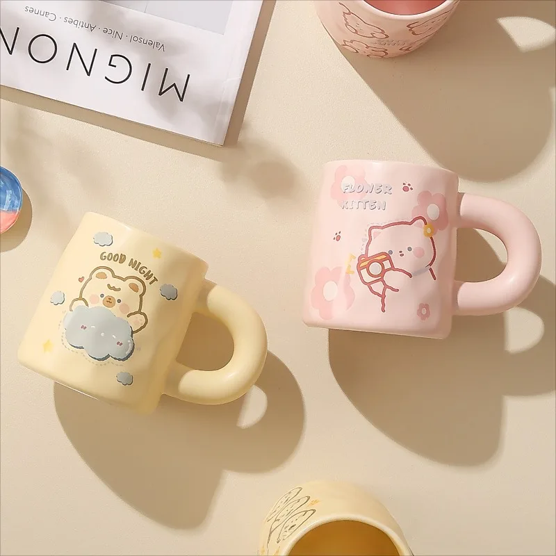 

Internet-Famous Aesthetic Big Tazas De Cafe Bonitas High-End Ceramic Water Cups Minimalist High-Aesthetic Luxury Home Coffee Cup