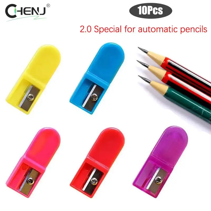 10pcs Portable Mechanical Pencil Lead 2.0 Refill Grinder Mini Jelly Color Plastic Pencil Sharpener For Children School Supplies